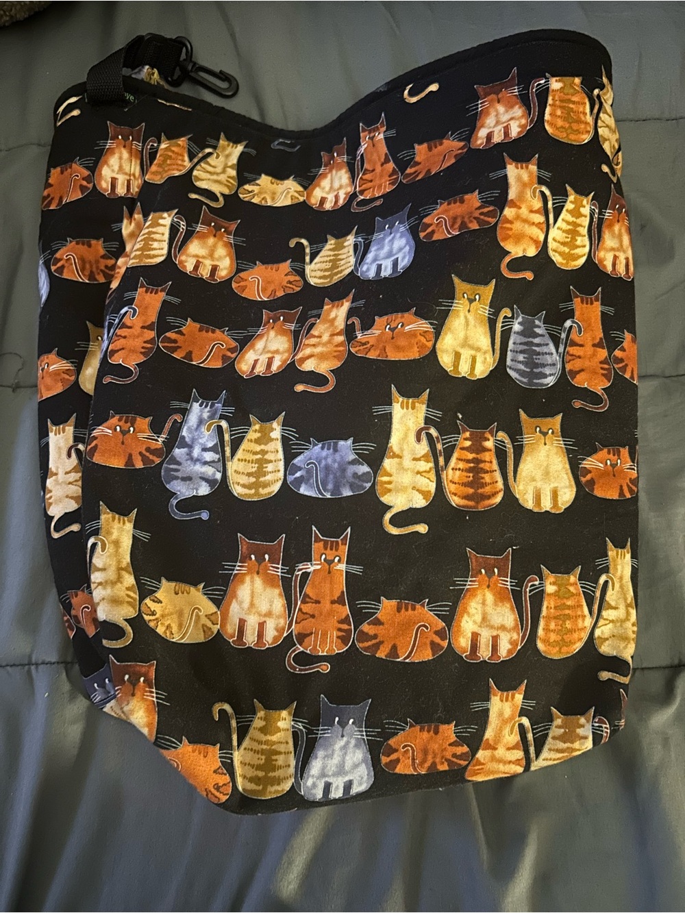 Cat Print Black Satchel Bag - Cute Orange & Yellow Cats